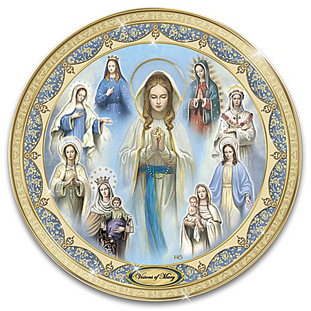 Visions Of Mary Religious Heirloom Porcelain Collector Plate
