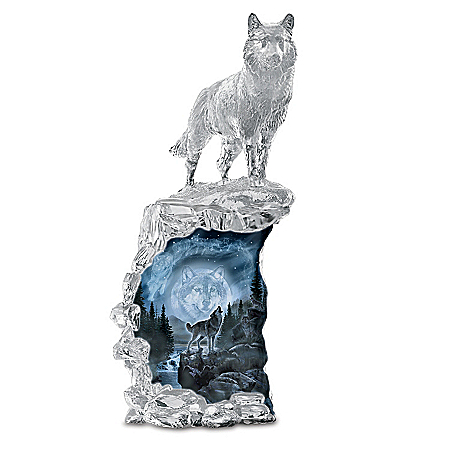 Al Agnew Soul Of The Night Crystalline Illuminated Wolf Sculpture