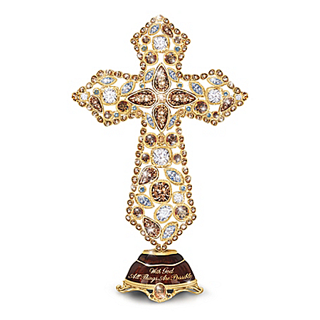 Faith Cross With Multi-Faceted Crystals