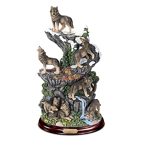 Forest Guardians' Domain Hand-Painted Wolf Sculpture