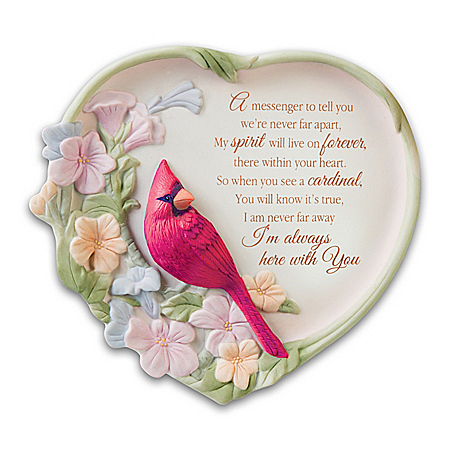 Cardinal Messenger From Heaven Heart-Shaped Heirloom Porcelain Collector Plate