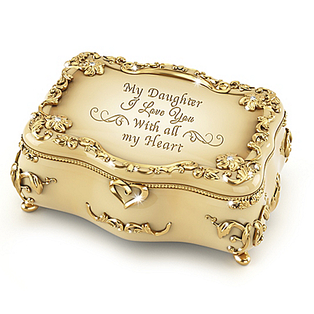 Daughter, I Love You Gold-Plated Heirloom Porcelain Music Box