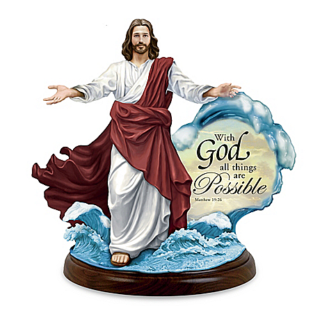 Thomas Kinkade All Things Are Possible Illuminated Jesus Christ Sculpture