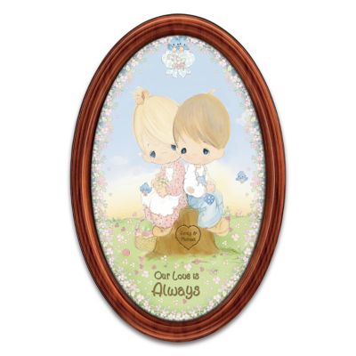 Precious Moments Our Love Is Always Personalized Oval Collector Plate In Mahogany-Finished Frame