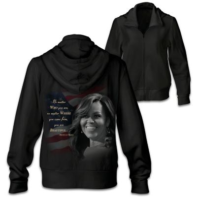 You Are Beautiful Michelle Obama Womens Front-Zip Hoodie