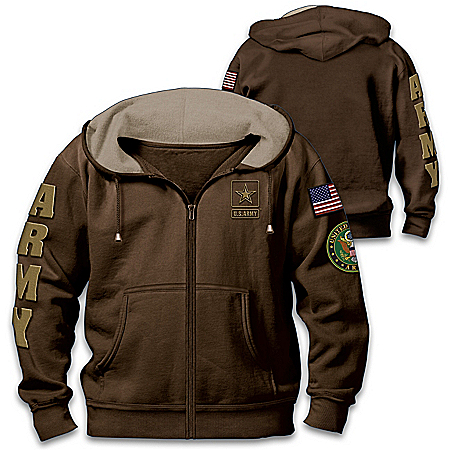 Army Pride Mens Front-Zip Hoodie