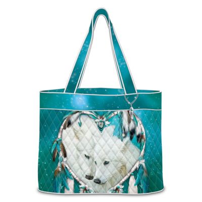 Carol Cavalaris Heart Of Wolves Womens Quilted Tote Bag