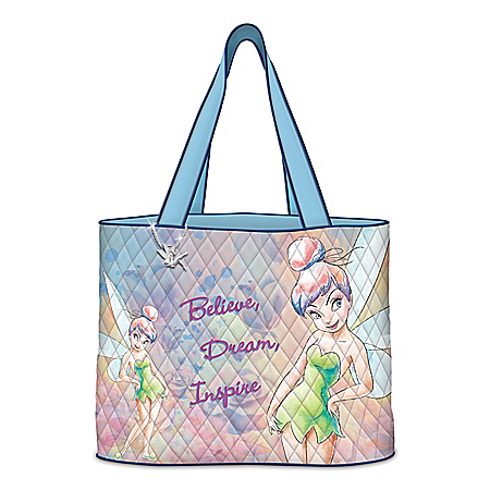 Disney Believe In The Magic Womens Tinker Bell Quilted Tote Bag