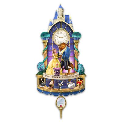 Disney Beauty And The Beast Happily Ever After Illuminated Hand-Sculpted Wall Clock