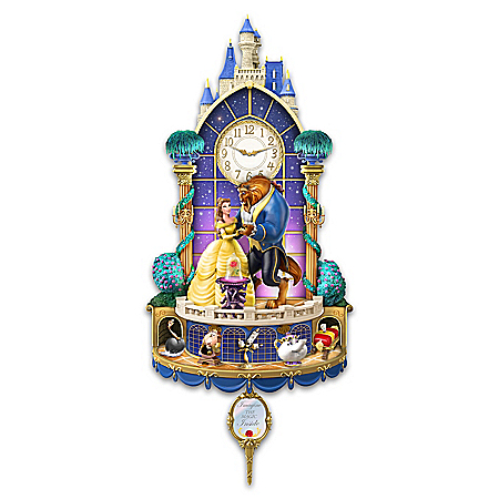Disney Beauty And The Beast Happily Ever After Illuminated Hand-Sculpted Wall Clock