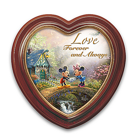 Disney Thomas Kinkade Sweetheart Bridge Heart-Shaped Framed Canvas Wall Decor