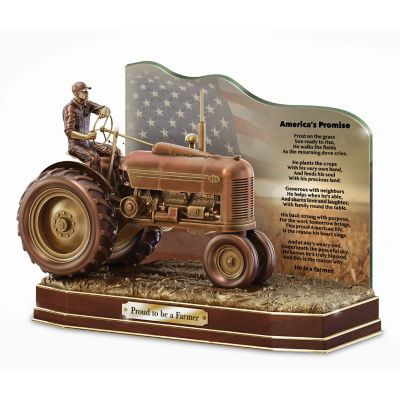 The American Farmer Cold-Cast Bronze Tractor Tribute Sculpture With Poem