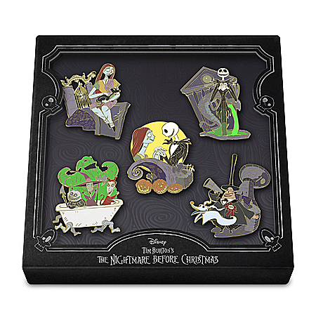 Disney Tim Burtons The Nightmare Before Christmas Collector Pin Set With Custom Keepsake Box