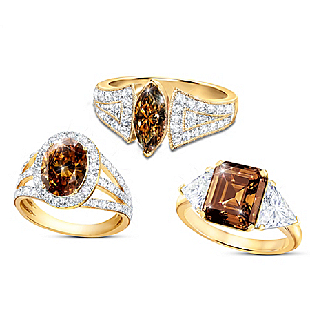 Magnificent Mocha Womens 18K Gold-Plated Diamonesk Ring