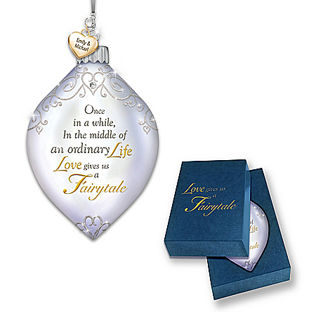 Dazzling Holiday Romance Personalized Illuminated Heirloom Glass Ornament