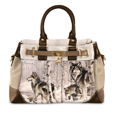 Al Agnew Spirit Of The Forest Womens Fashion Handbag With Wolf Charm