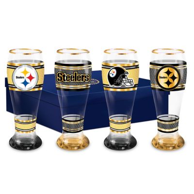 Pittsburgh Steelers NFL 4-Piece Pilsner Glass Set With 12K Gold Rims