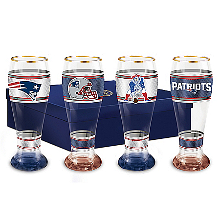 New England Patriots Four-Piece Pilsner Glass Set