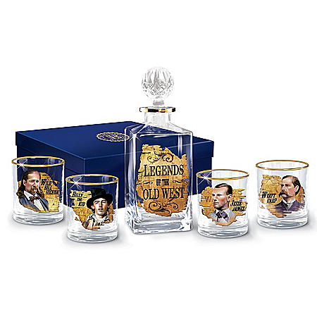 Legends Of The Old West Decanter Set With Satin-Lined Gift Box