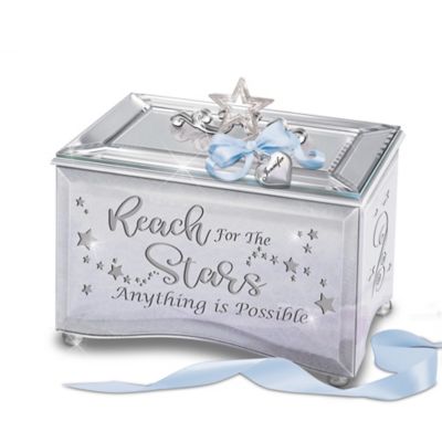 Reach For The Stars Personalized Mirrored Music Box With Poem Card & Heart-Shaped Charm