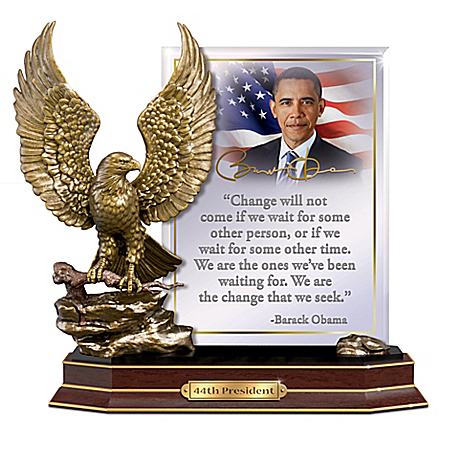 President Barack Obama Heirloom Hand-Cast Bronze-Tone Eagle Tribute Sculpture With Inspirational Quote