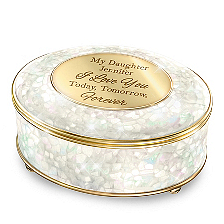 My Daughter, My Treasure Iridescent Personalized Capiz Shell Music Box