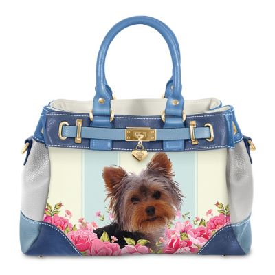 Playful Pup Yorkie Handbag With Pawprint Charm