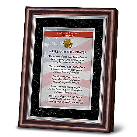 A Firefighter's Prayer Personalized Religious Poem With Mahogany-Finished Frame