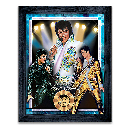 Elvis Through The Decades Stained-Glass Wall Decor Lights Up