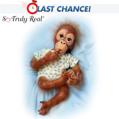 Ashton Drake So Truly Real Lifelike Orangutan Baby Doll with Palm Tree 