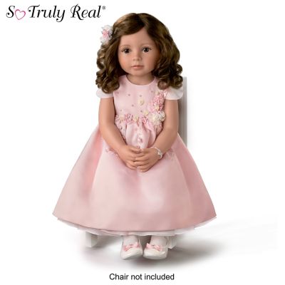 weighted body The Ashton Drake Galleries 'Isn't She Lovely' So Truly Real® Child Doll – A lifelike girl doll with RealTouch® vinyl skin bent legs for sitting and a satin and organza dress 