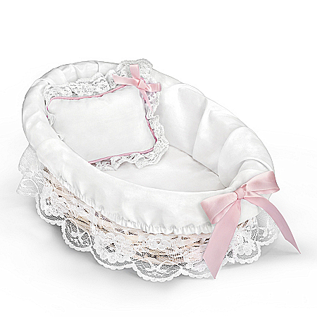 So Truly Real Baby Doll Accessories: Wicker Bassinet With White Liner/Pillow
