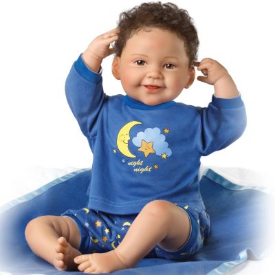 Lifelike Poseable Baby Boy Doll: Night Night Kisses