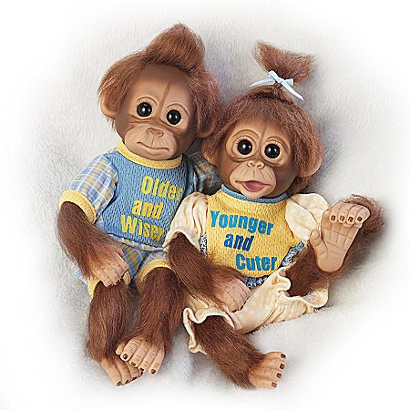 Older Wiser, Younger Cuter Lifelike Monkey Doll Set