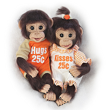 Hugs And Kisses Lifelike Monkey Doll Set