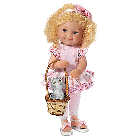 Love Is A Four Legged Friend Lifelike Poseable Child Doll With Kitten Friend