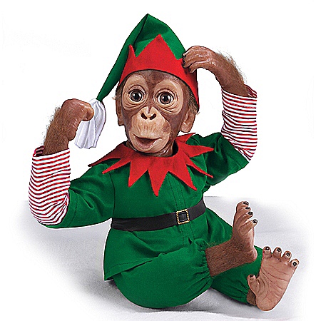 Jolly The Holiday Elf Lifelike Monkey Doll