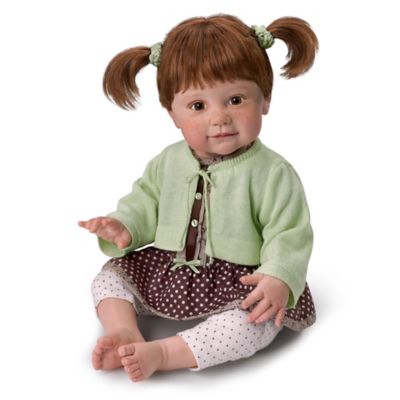 Ping Lau Weighted Lifelike Girl Child Doll With Freckles