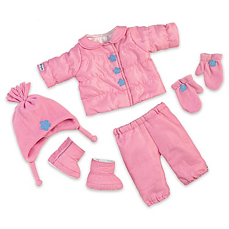 Snow Adorable Pink Baby Doll Accessory Set With Hat And Mittens