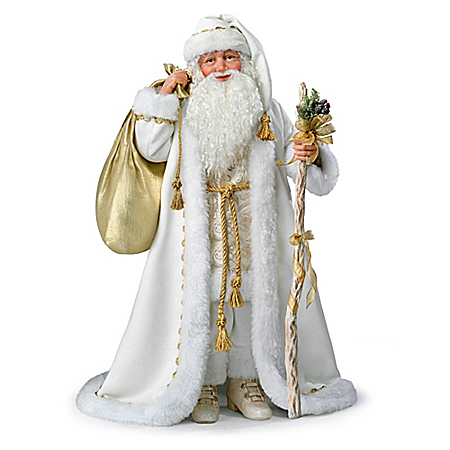 White Christmas Santa Doll With Music And Lights