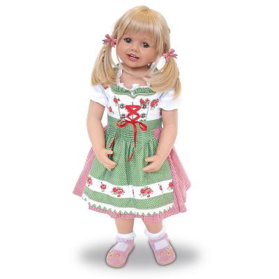 Louisa Lifelike Child Doll Wearing An Authentic Bavarian Costume