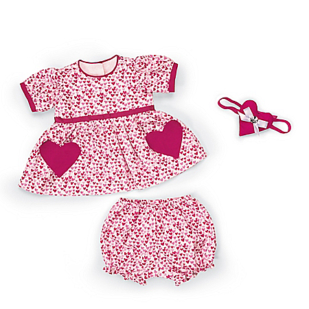 Be My Valentine Heart-Shaped Pattern Baby Doll Accessory Set