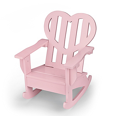 Pink Heart-Shaped Wooden Rocking Chair Doll Accessory