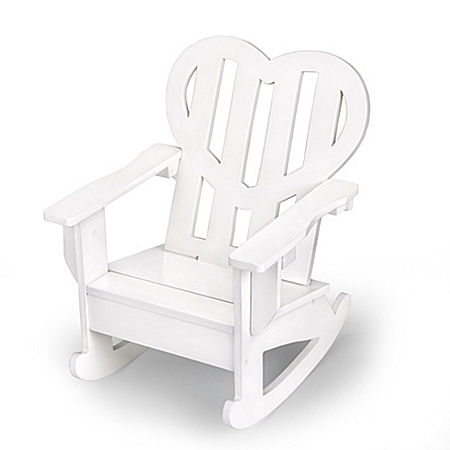 White Heart-Shaped Wooden Rocking Chair Doll Accessory