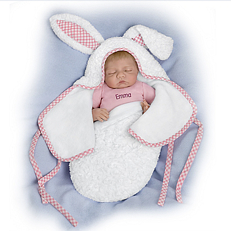 So Truly Real Baby Of Mine White Bunny Personalized Vinyl Baby Doll