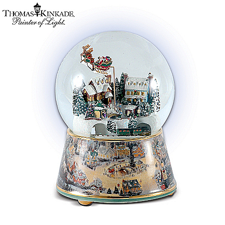 Thomas Kinkade Village Christmas Animated Musical Snowglobe