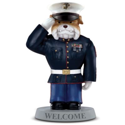 devil dog welcome salute garden statue yard decoration