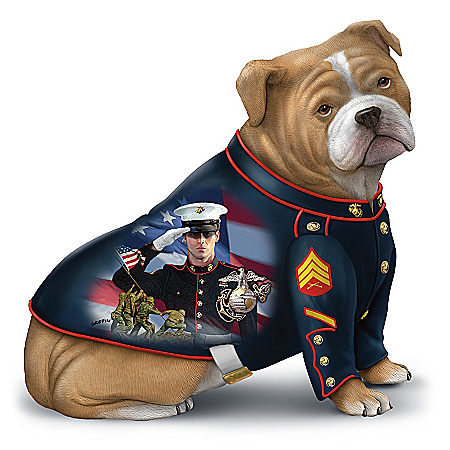 USMC Devil Dog Semper Fi Salute Bulldog Figurine  
