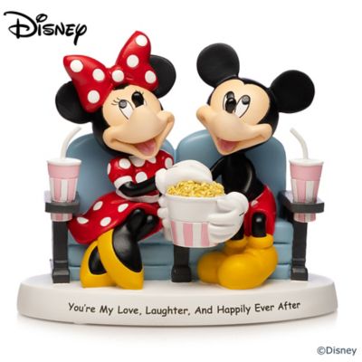 Disney Youre My Love Laughter And Happily Ever After Hand Painted Figurine Featuring Mickey Mouse Minnie Mouse Watching A Movie Eating Popcorn Together