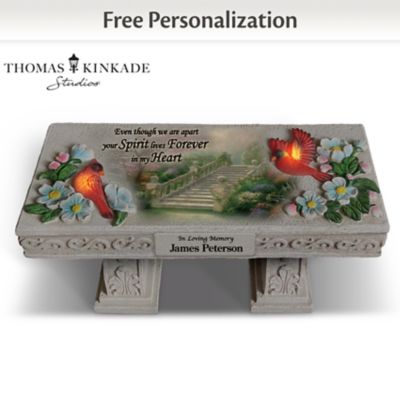 Forever In My Heart Illuminated Memorial Bench Sculpture Adorned With 